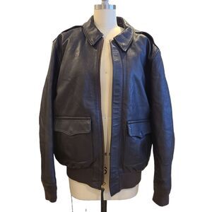 Gibson & Barnes A-2 Leather Flight Aviator Bomber Jacket 42 Removable Vest Liner